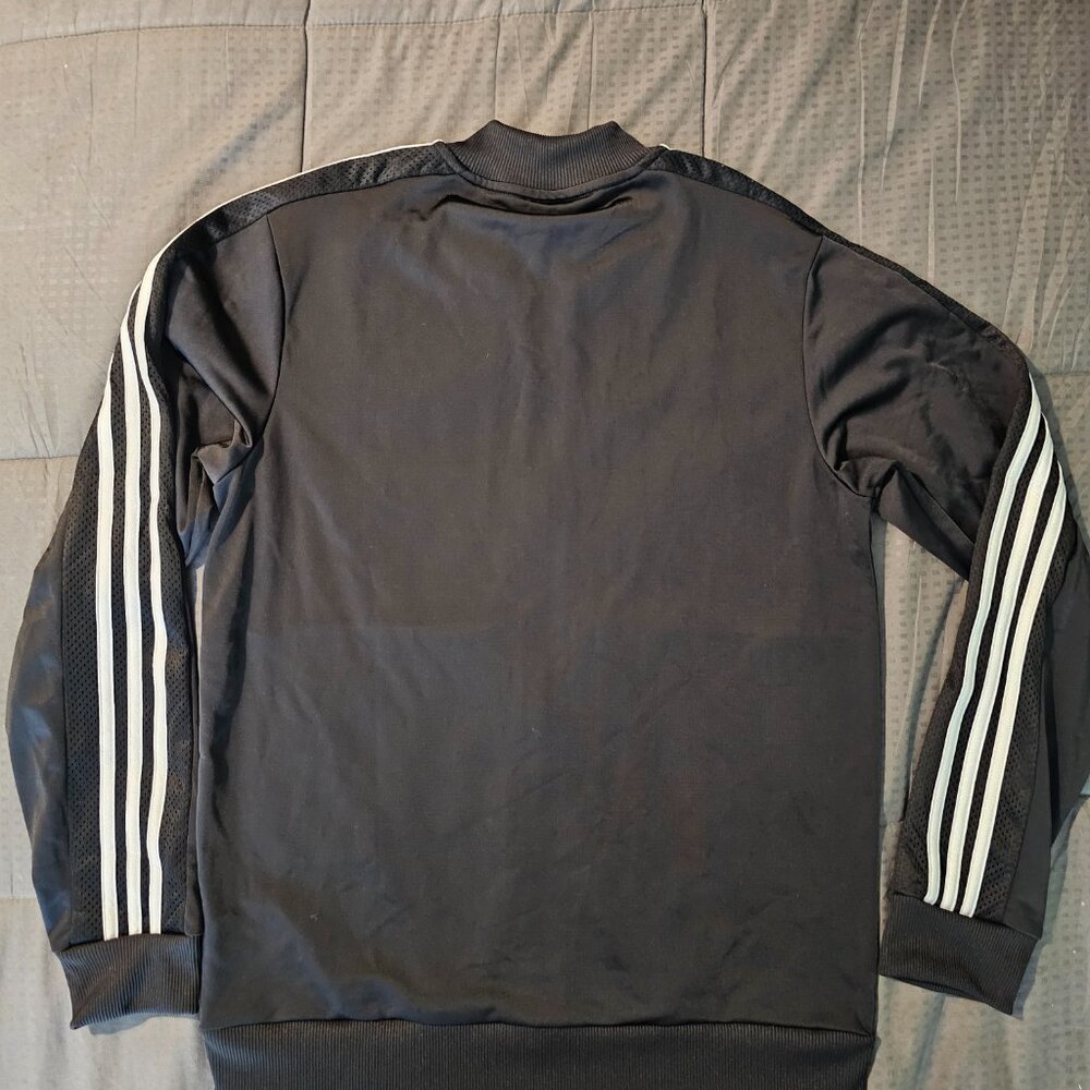 adidas 3 Stripe Essentials Black And White Full Zip Jacket, Med. - Picture 2 of 5